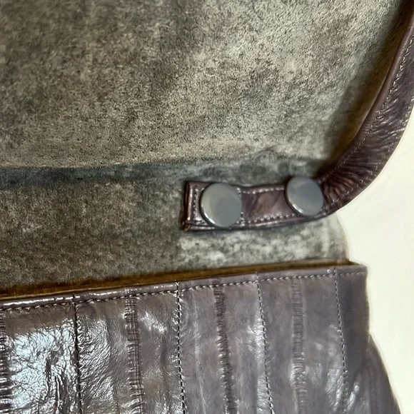 Vintage Eelskin Clutch Crossbody Purse Black 10” x 6.5” Dark Gray - Picture 3 of 9